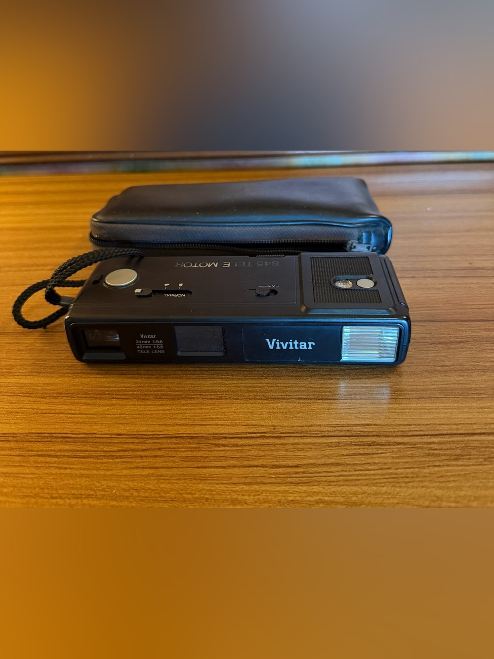 Vintage Vivitar 845 Tele Motor 110 Pocket Film Camera with Case-WORKS!
